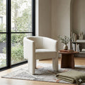 Seynar Modern Velvet Accent Chair Upholstered Barrel Chair With Unique Solid Base For Living Room Soft Club Chair
