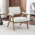 Seynar Rustic Mid Century Chenille Accent Chair With Nailhead Trim And Wood Frame