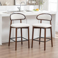 Seynar Set Of 2 Mid Century Modern 37.4 Bar Stools With Chenille Upholstery