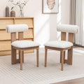 Seynar Set Of 2 Modern Linen Upholstered Dining Chairs With Bolster Backrest