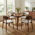 Seynar Set Of 4 Mid Century Modern Chenille Dining Chairs With Solid Wood Frame