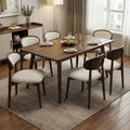 Seynar Set Of 6 Mid Century Modern Chenille Dining Chairs With Solid Wood Frame