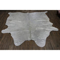 Silver Metallic On White Large Real Natural Cowhide Rug Area Rugs