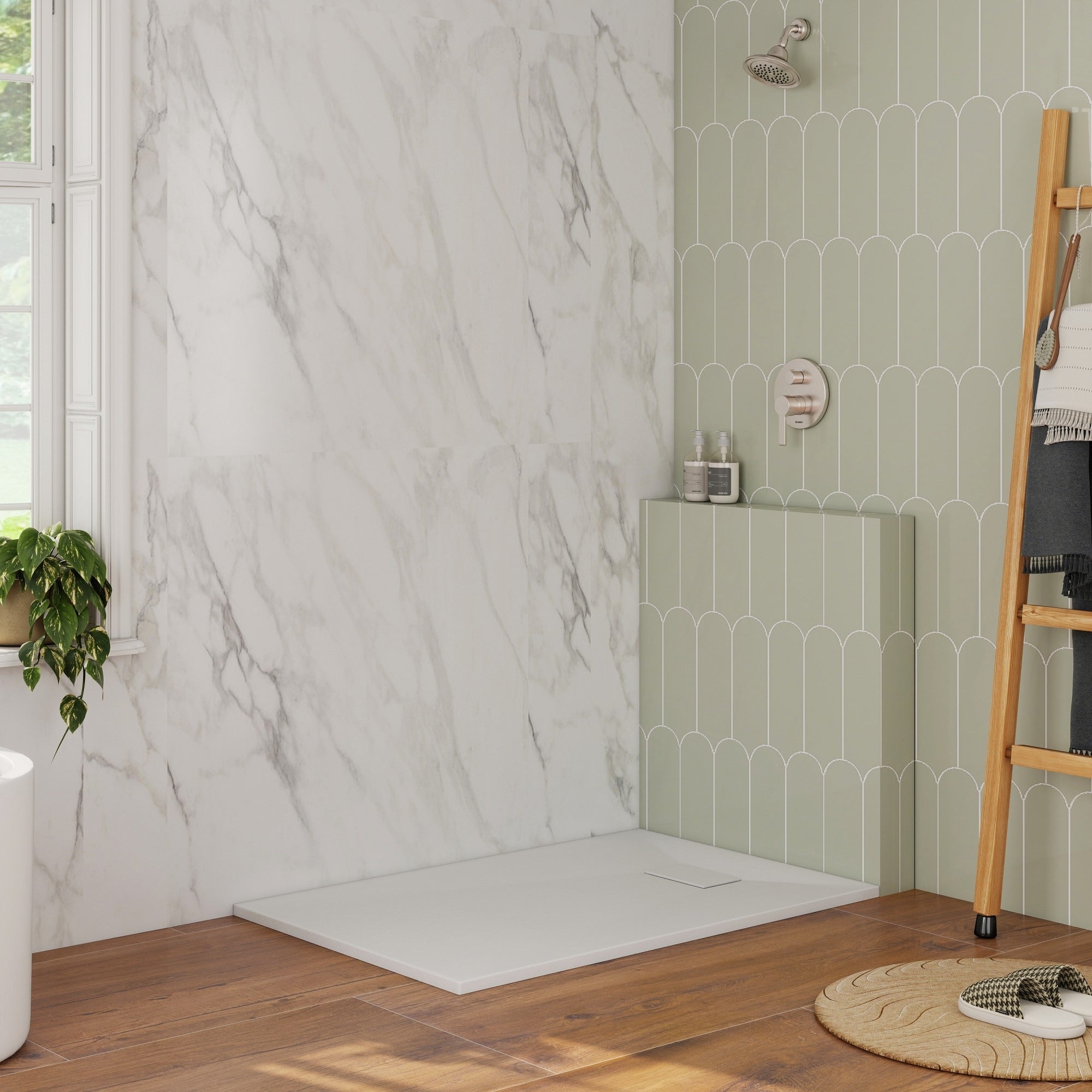 Smc Alcove Shower Pan Base With Left Right Drain Low Profile Wheelchair Access Slip Resistant Cupc Certified