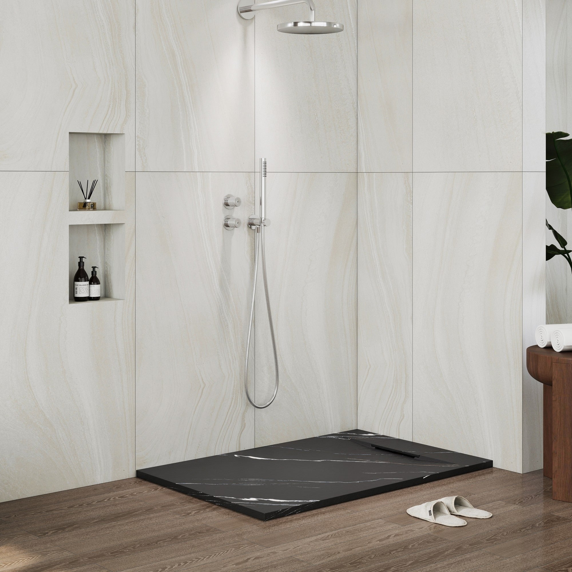 Smc Alcove Shower Pan Base With Reversible Drain Low Profile Wheelchair Access Slip Resistant Cupc Certified