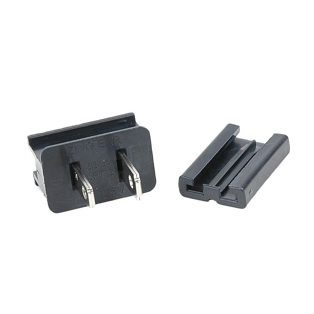 Spt 2 Male Plug Snap On Vampire Plugs Black Polarized 10 Amp 25 Pack Medium