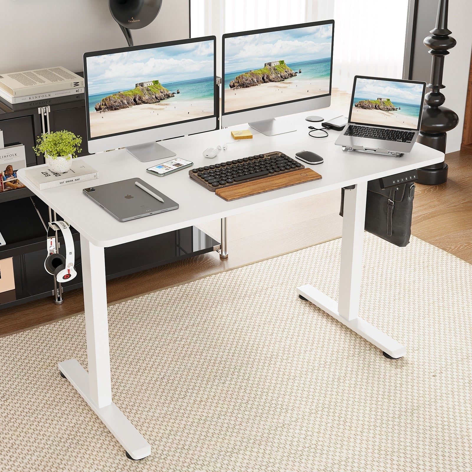 Stary Electric Standing Desk Adjustable Height Sit Stand Home Office Desk With Splice Board