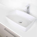 Porcelain Rectangular 19 Inch Top Mounted Vessel Bathroom Sink White 18.5 X 13.75 X 5.37
