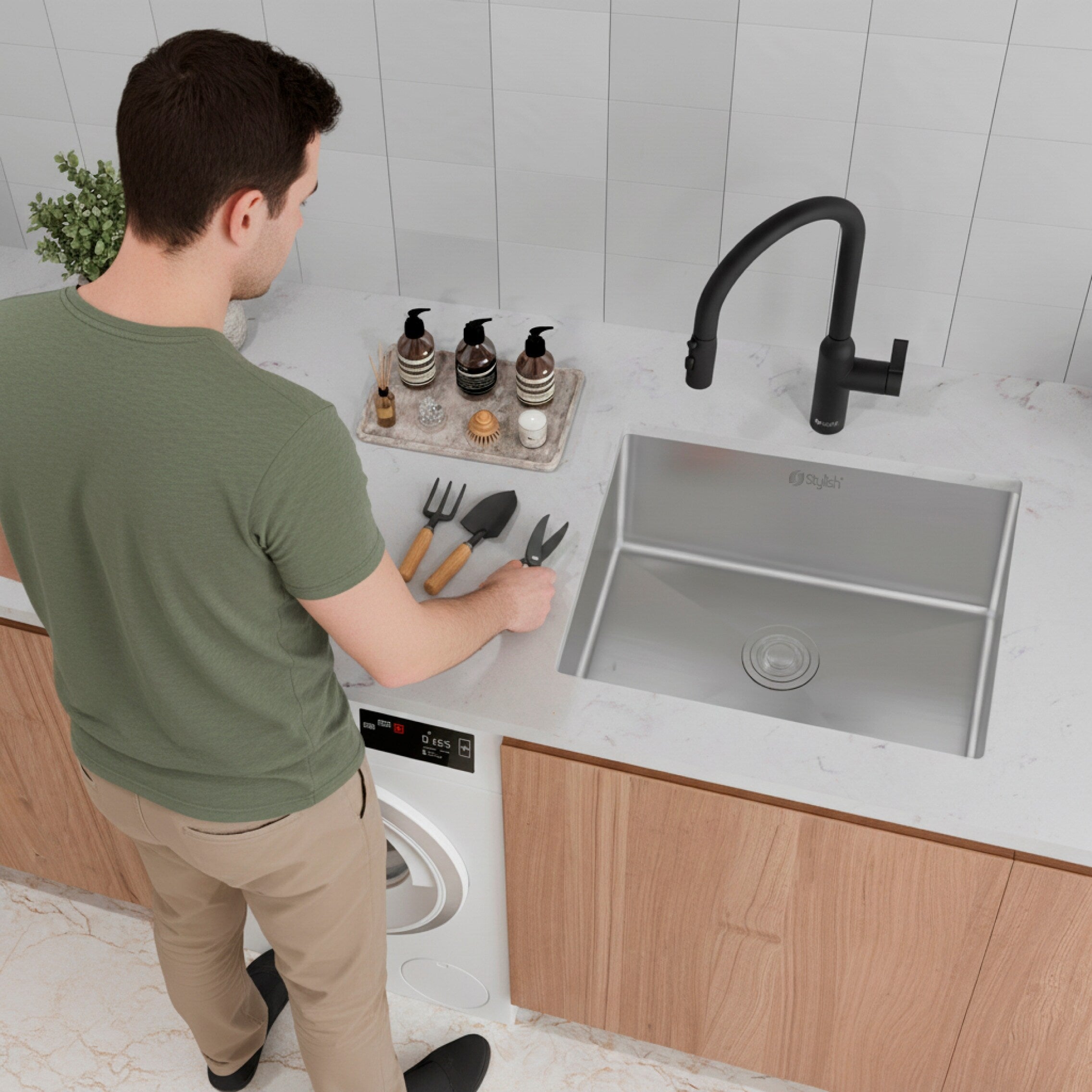 22 Undermount Single Bowl Laundry Sink 18G Stainless Steel S 320 22 X 18 X 12