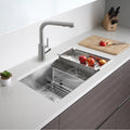 32X 18 Double Bowl Kitchen Sink 16G Stainless Steel With Grid S 321Xg Ample 32 X 18 X 10