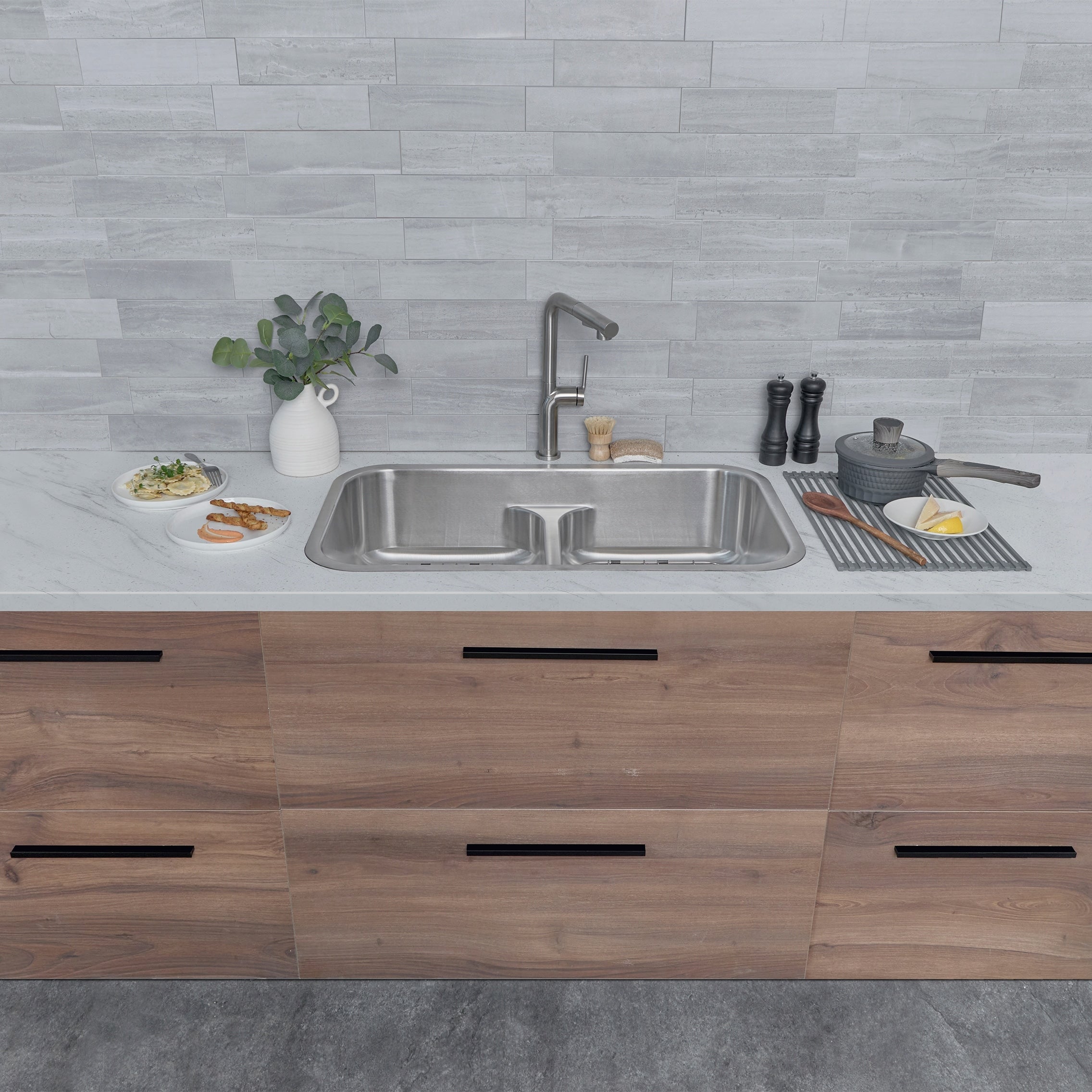 32 L X 18 W Stainless Steel Double Basin Undermount Drop In Kitchen Sink With Grids And Strainers 32 1 4 X 18 1 2 X 9