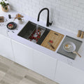 33 L X 19 W Stainless Steel Single Undermount Kitchen Sink Workstation Grid Strainer Cutting Board Drying Rack And Collander