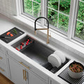 Undermount 42 Inch Workstation 70 30 Double Bowl Kitchen Sink With Dura Tek Finish And Accessories Handmade