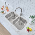 32 Inches Undermount Stainless Steel Double Bowl Kitchen Sink S 200 18 Gauge Silver 32 X 18 X 9