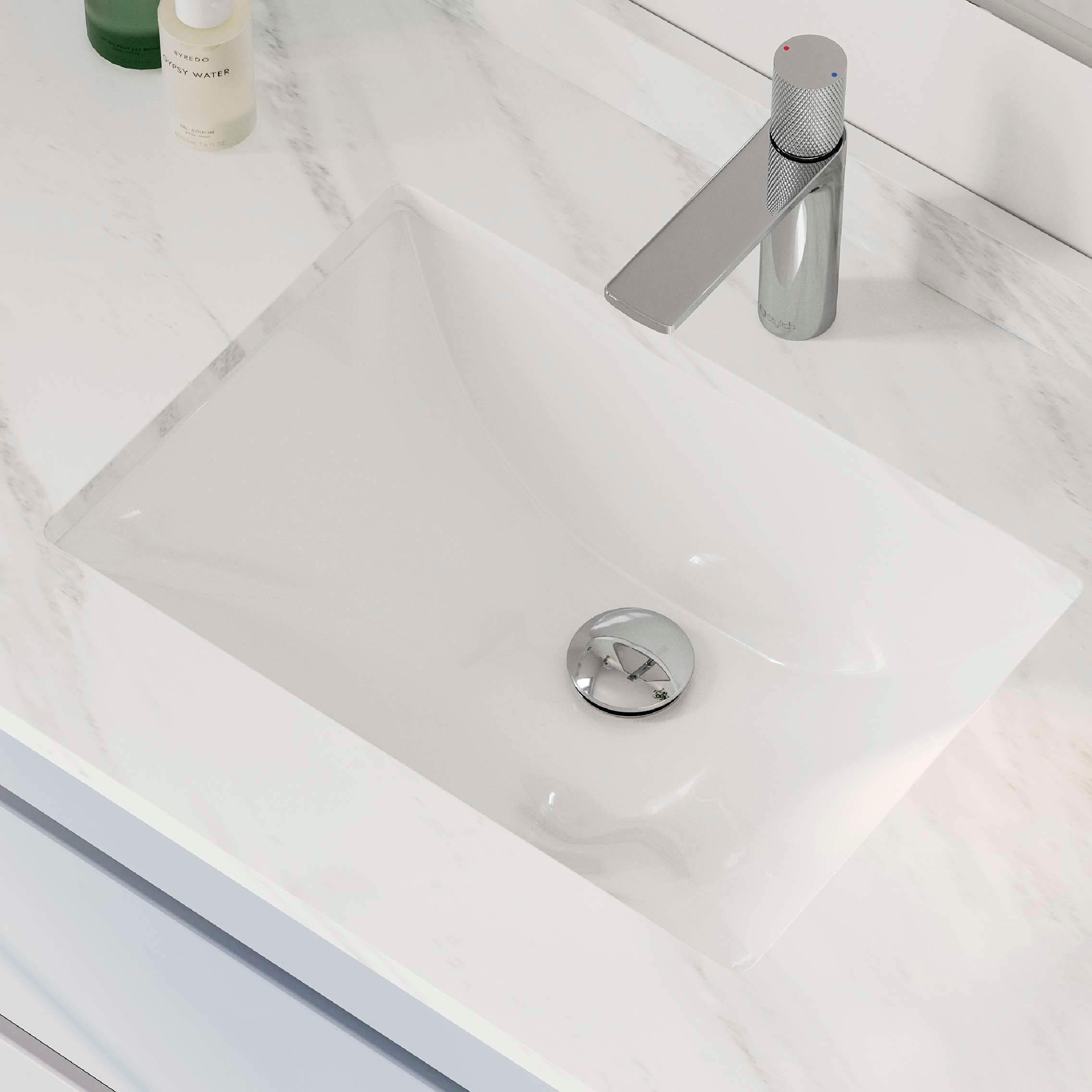 Porcelain Rectangular 18 Inch Undermount Bathroom Sink With Overflow 18.25 X 13 X 7