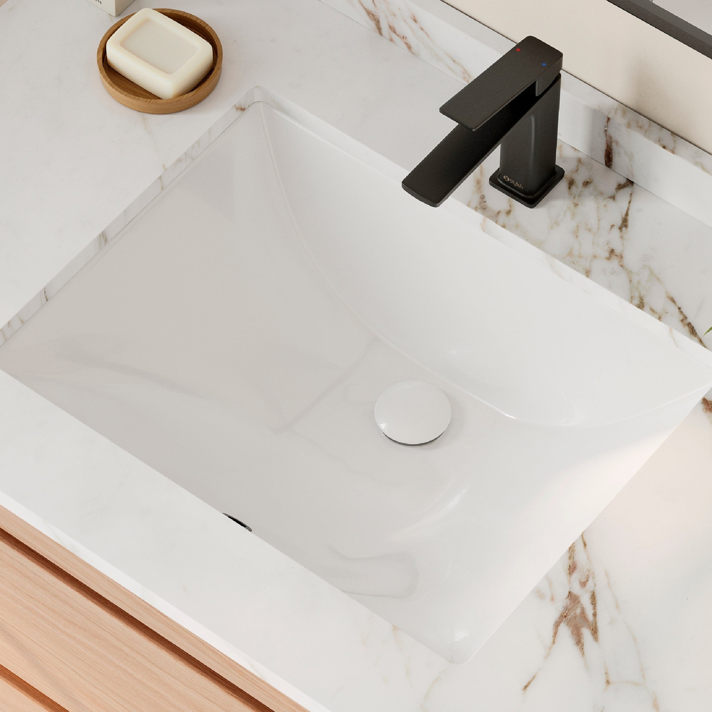 Porcelain Rectangular 20 3 4 Inch Undermount Bathroom Sink With Overflow 20.75 X 15.5 X 7