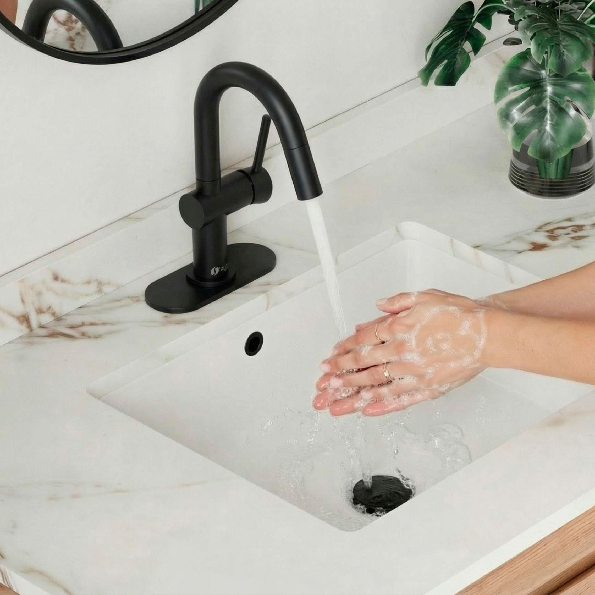 Single Handle 9 11 16 Pull Down Dual Function Bathroom Faucet