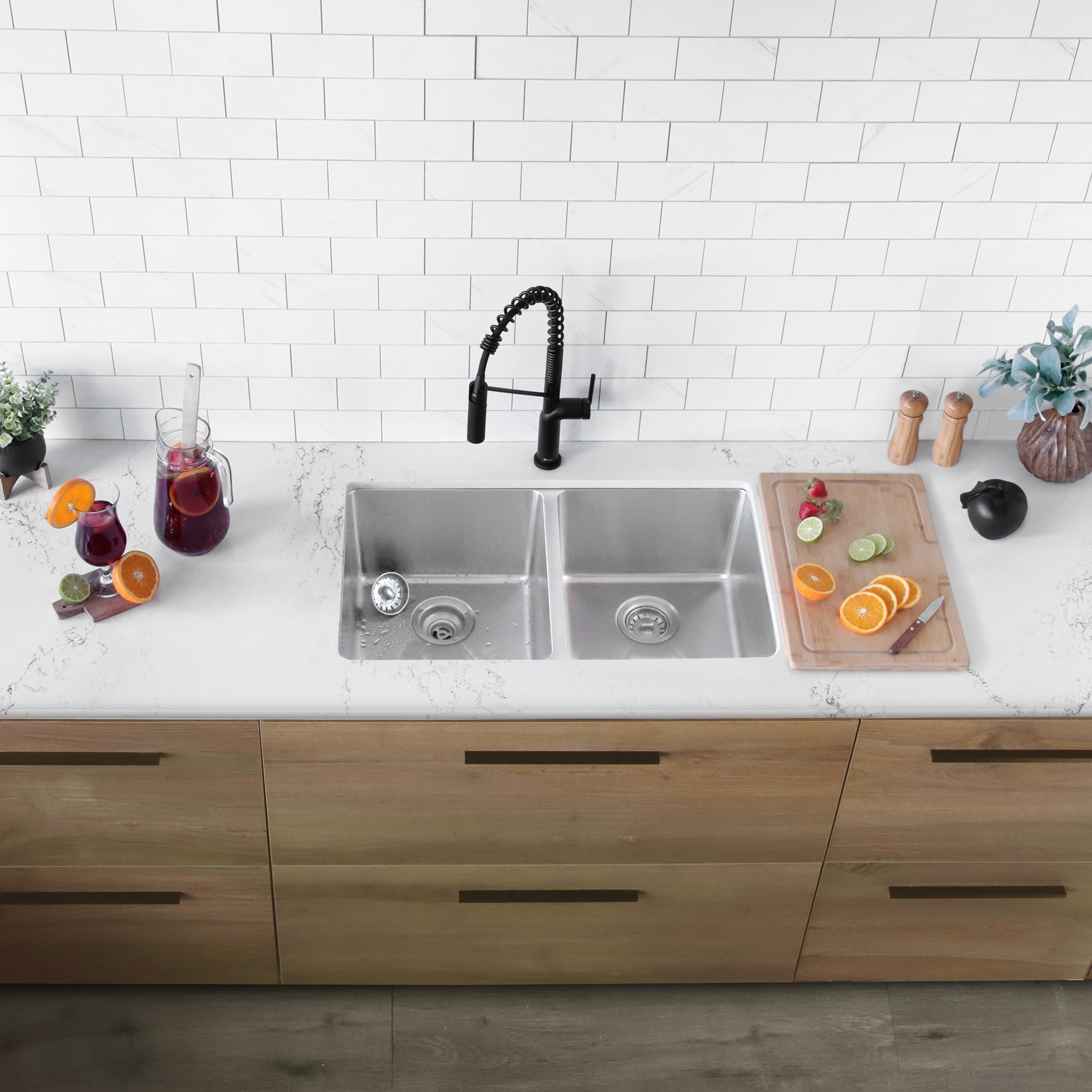 31 X 18 Double Bowl Kitchen Sink 18G Stainless Steel S 401 Toledo 31 X 18 X 9