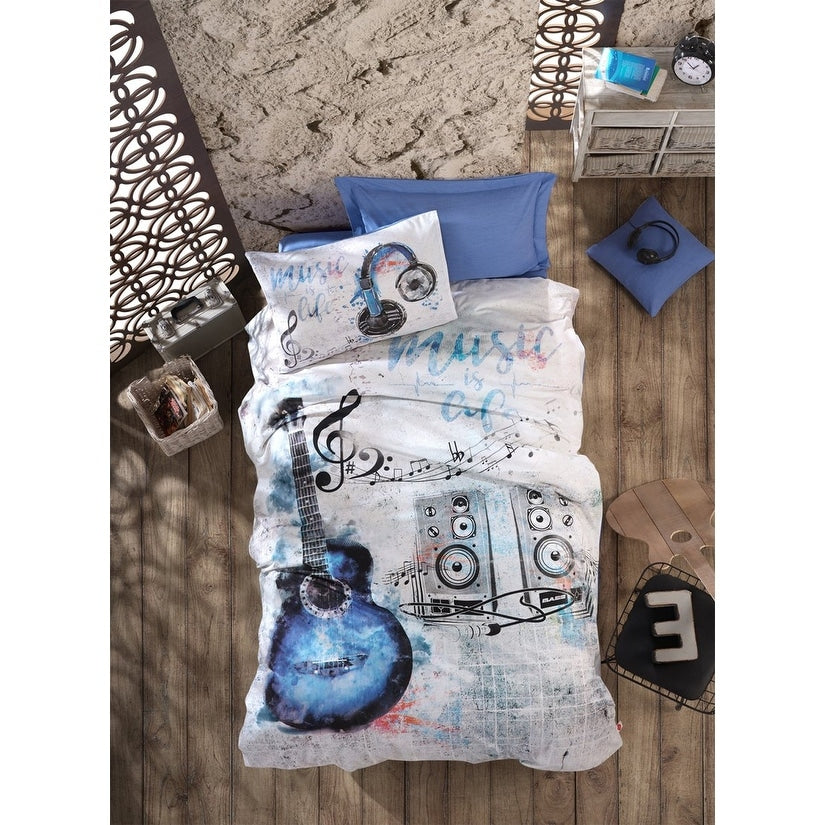 Sussexhome Blue Guitar Twin Size Duvet Cover Set Hypoallergenic