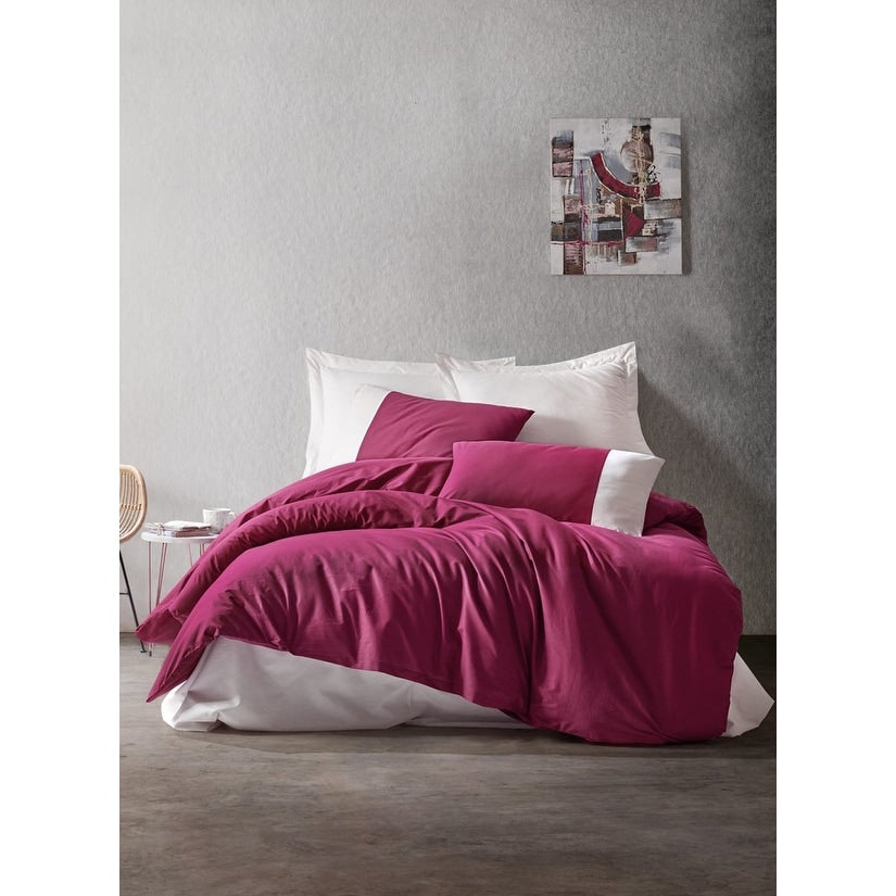 Sussexhome Full Size Duvet Cover Set Claret Hypoallergenic