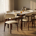 Sable Leather Dining Chair Mid Century Side Chair With Curved Back Rubberwood Legs Modern Home Office Dining Seating