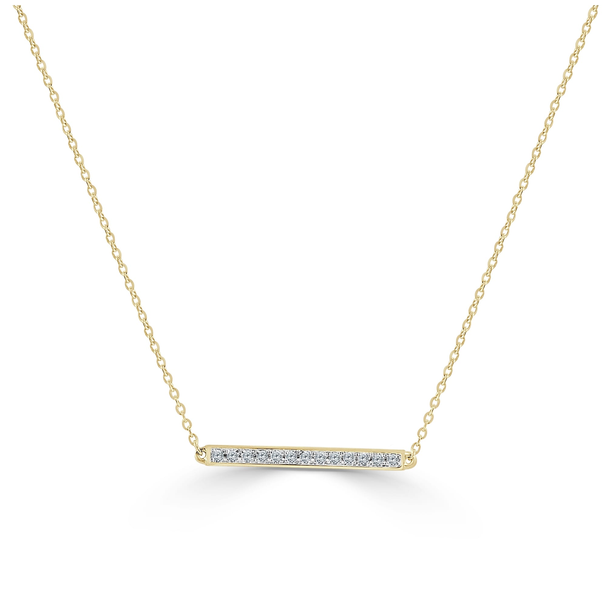 Sabrina 14K Gold 1 10Ct Tdw Diamond Bar Necklace On An Adjustable 14 16 18 Chain