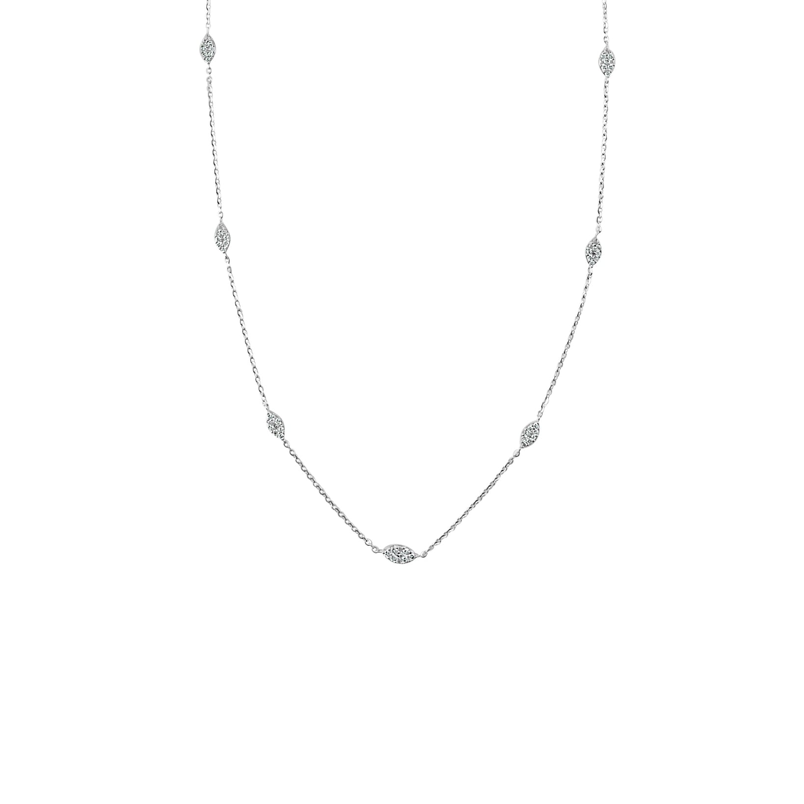 Sabrina 14K Gold 1 3Ct Tdw Diamond Station Necklace On A 14 18 Adjustable Chain.