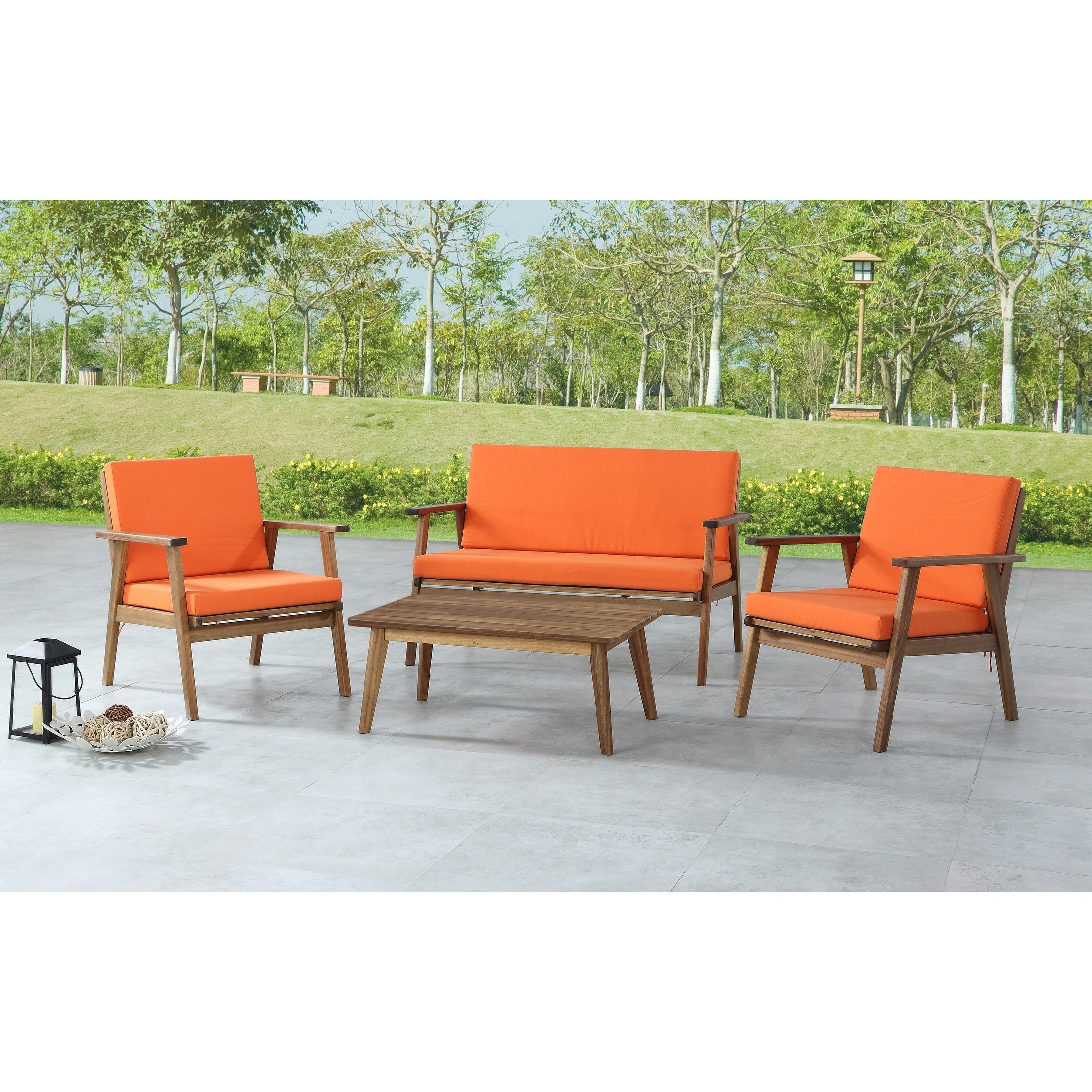 Saco Orange 4 Piece Outdoor Chat Set