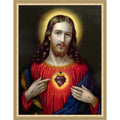 Sacred Heart Of Jesus By European School Framed Mounted Canvas Wall Art Print