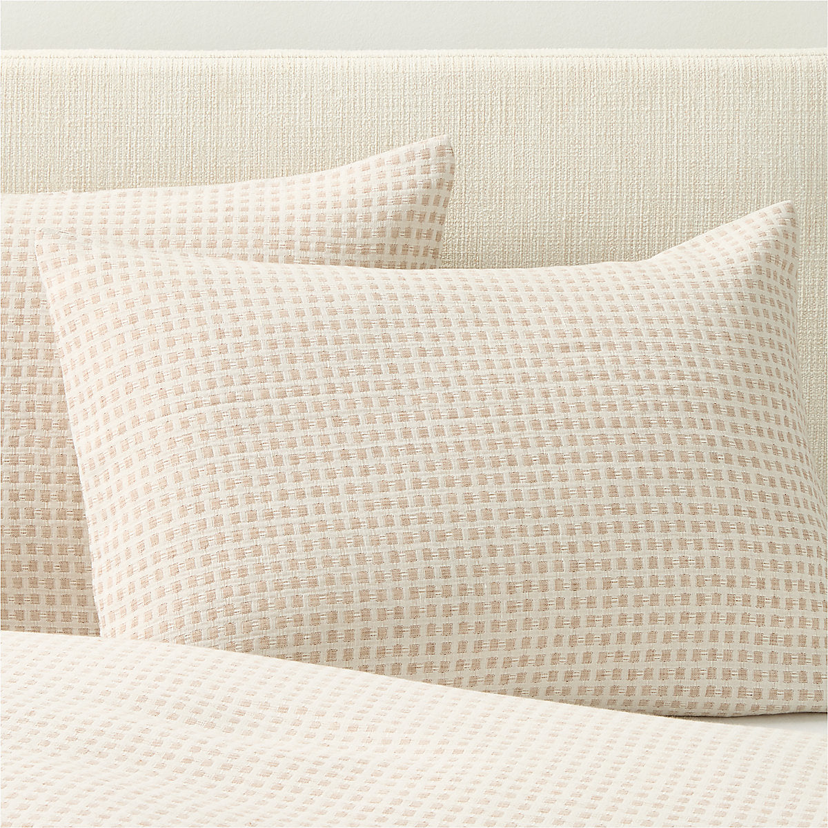 Sadira Organic Cotton Jacquard White with Taupe King Duvet Cover