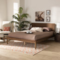 Sadler Mid Century Ash Walnut Brown Wood Full Size Platform Bed
