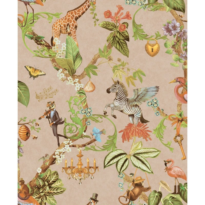 Safari Symphony Pink Non Pasted Wallpaper Covers 56 Square Feet