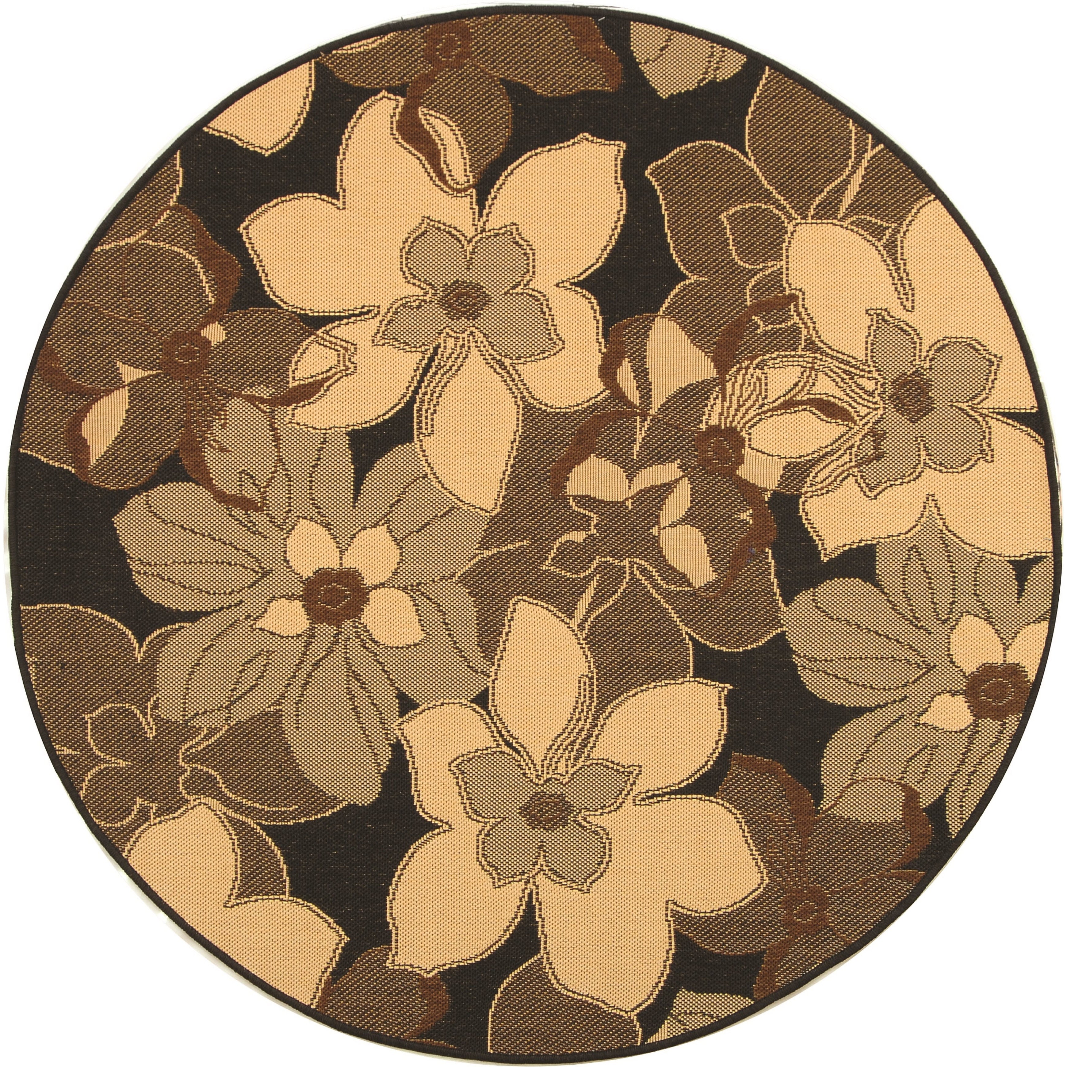 Safavieh Courtyard Flowers Black Natural Indoor Outdoor Rug 5 3 X 7 7