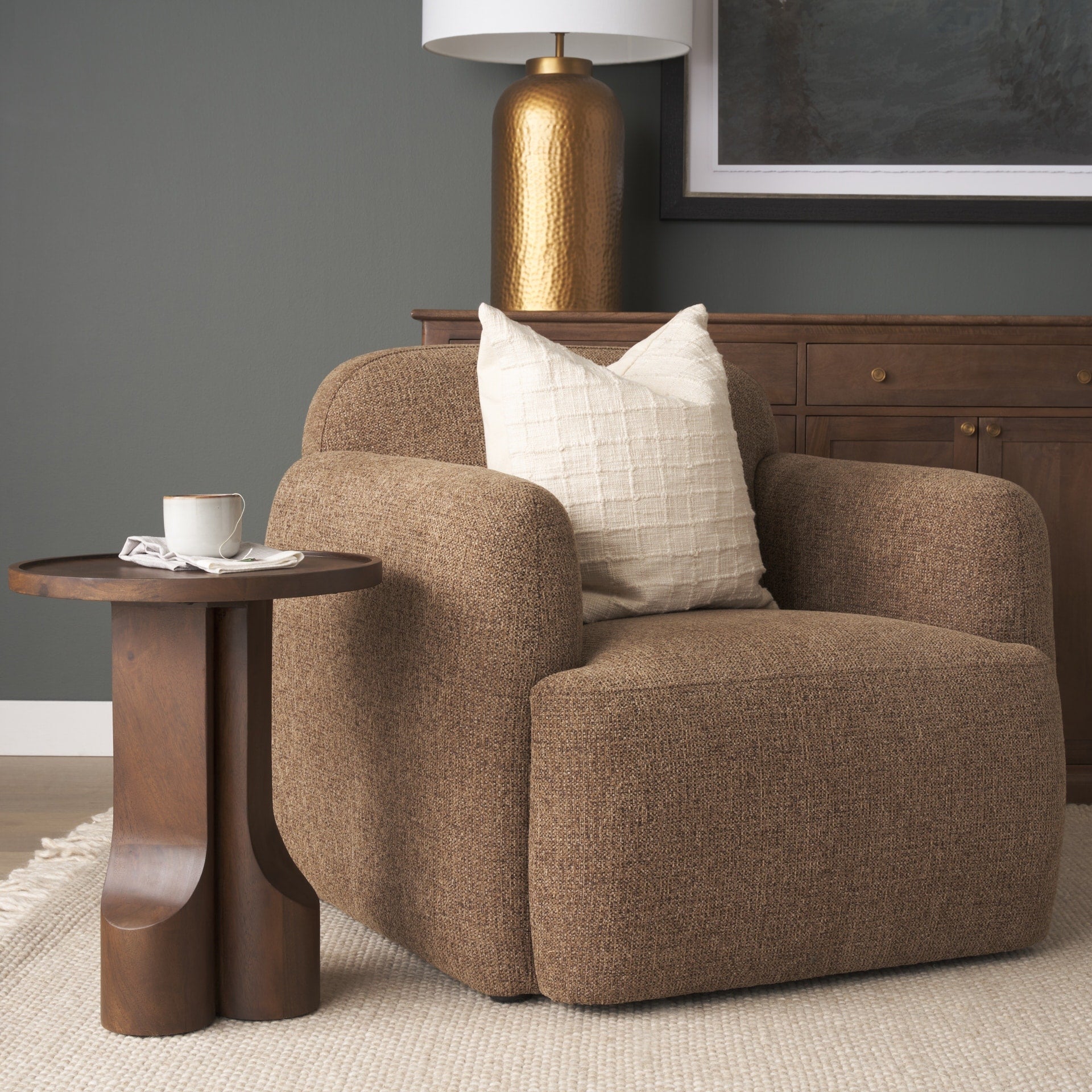 Saga Stonewashed Rust Chenille Fabric Upholstered Chair 38.5L X 37.5W X 33.0H