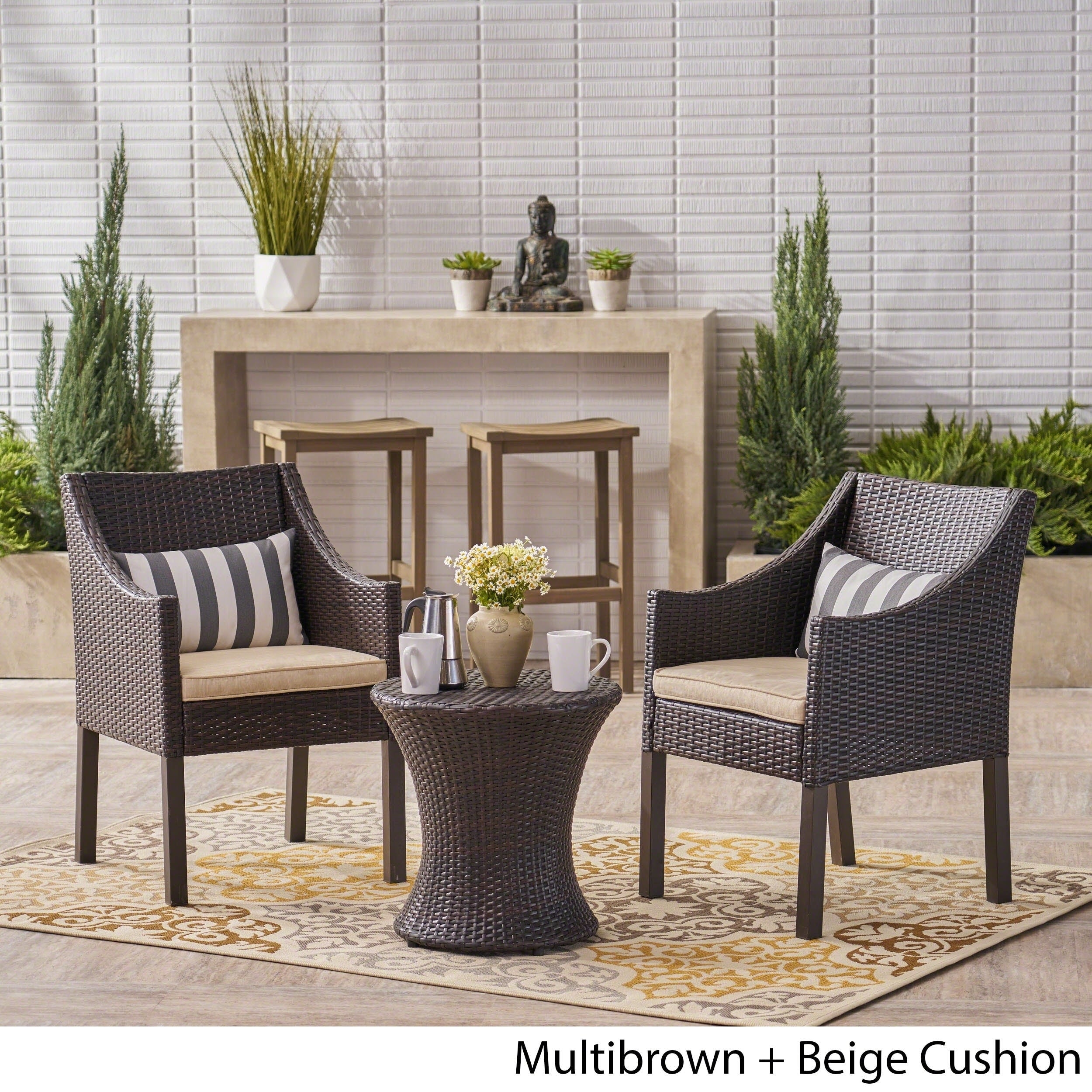 Sagan Outdoor 3 Piece Wicker Chat Set By Christopher Knight Home