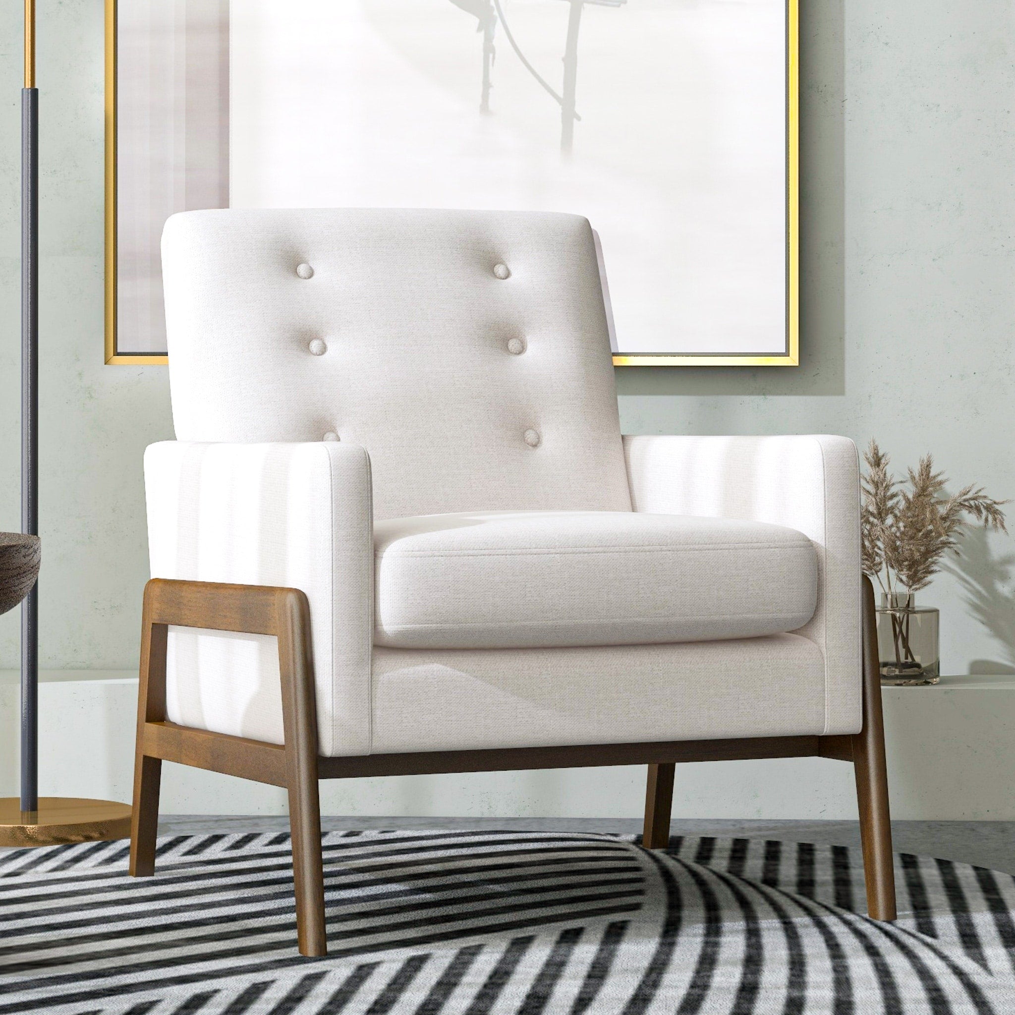 Mid Century Modern West Chase Beige Lounge Chair 33