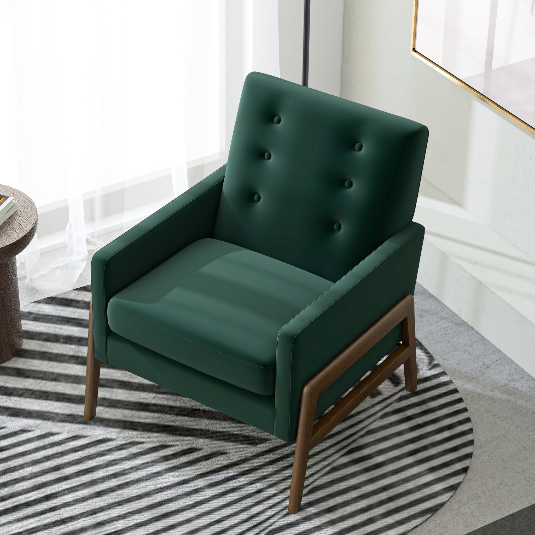 Mid Century Modern West Chase Green Lounge Chair 33