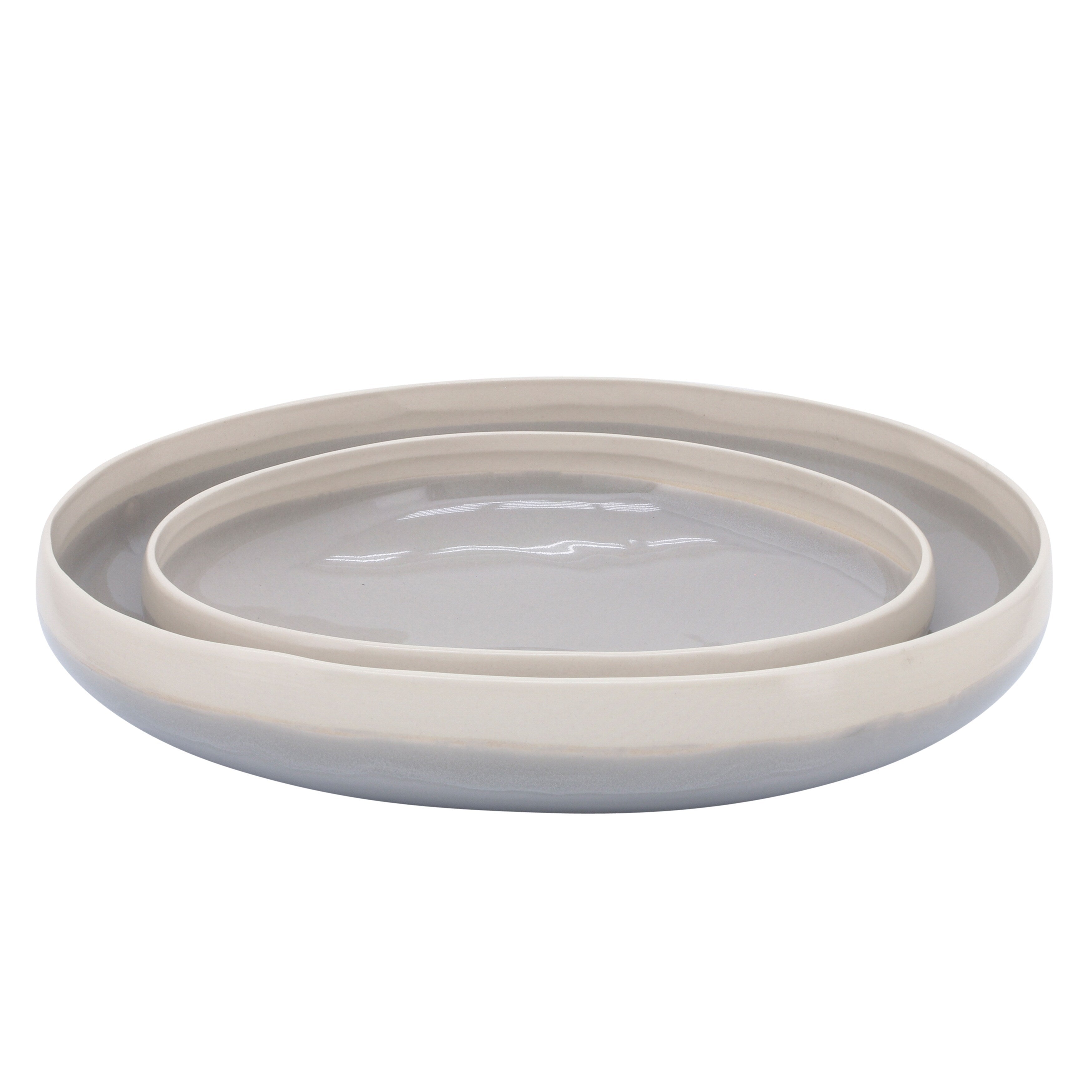 Sagebrook Home S 2 Ceramic Tray Bowl 12 15 White Green