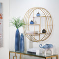 Round 31.5 Wood Metal Wallshelf Bronze