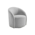 Saho Swivel Accent Chair Barrel Style Foam Padded Light Gray Boucle
