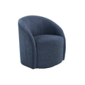 Saho Swivel Accent Chair Barrel Style Foam Padded Modern Blue Boucle
