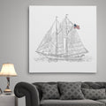 Sail Boat Sketch Premium Gallery Wrapped Canvas