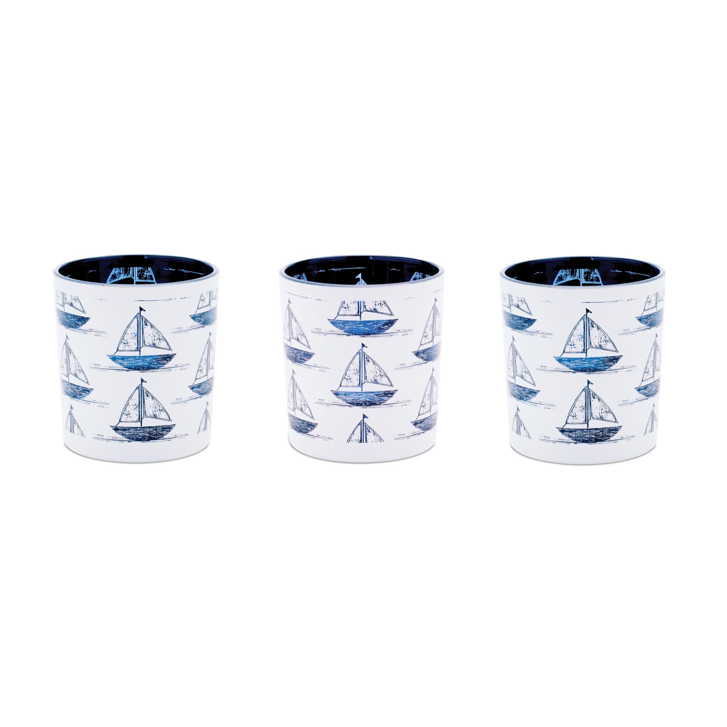 Sailboat Print Votive Holder Set Of 3