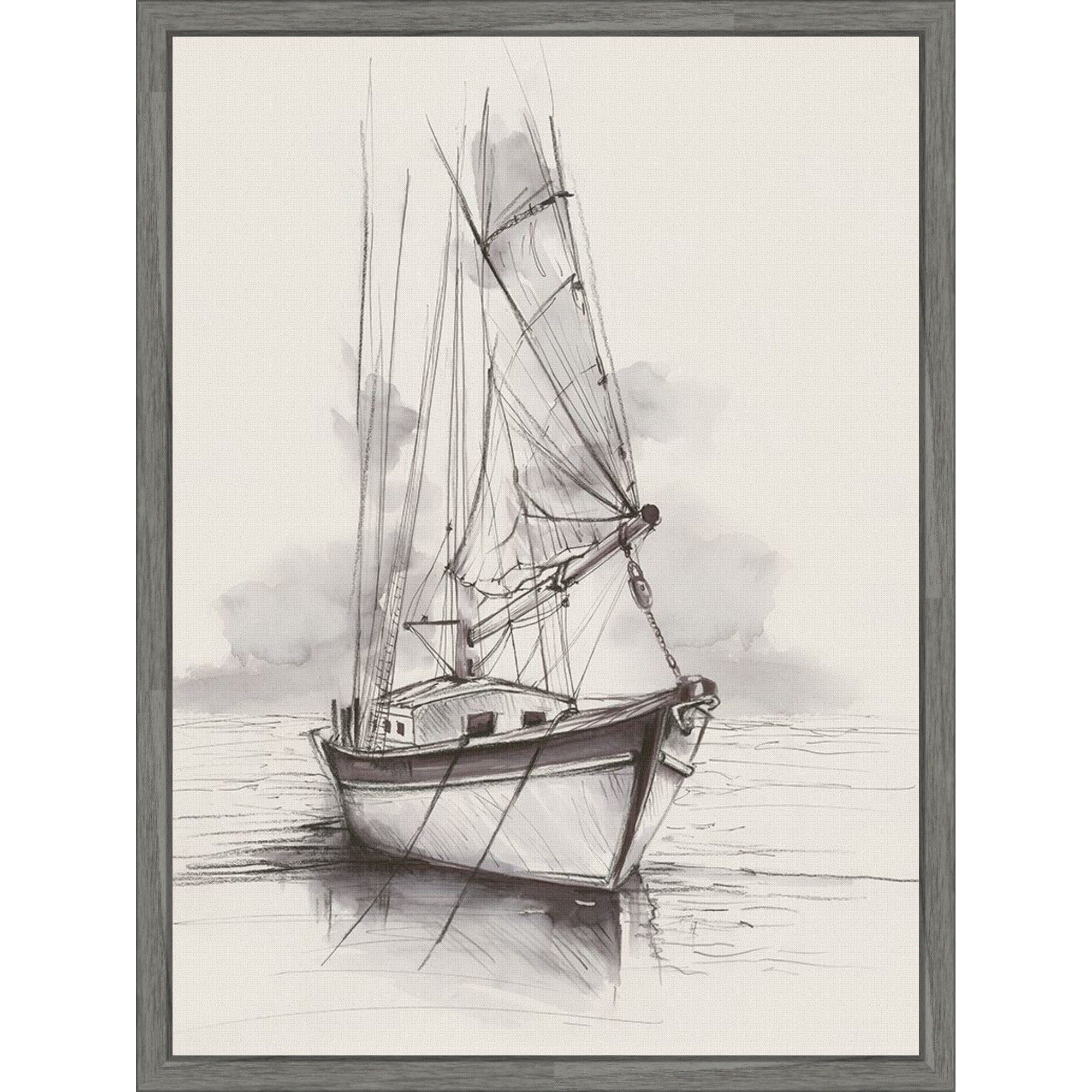 Sailboat Resting On Calm Waters By Eli Jones Framed Canvas Wall Art