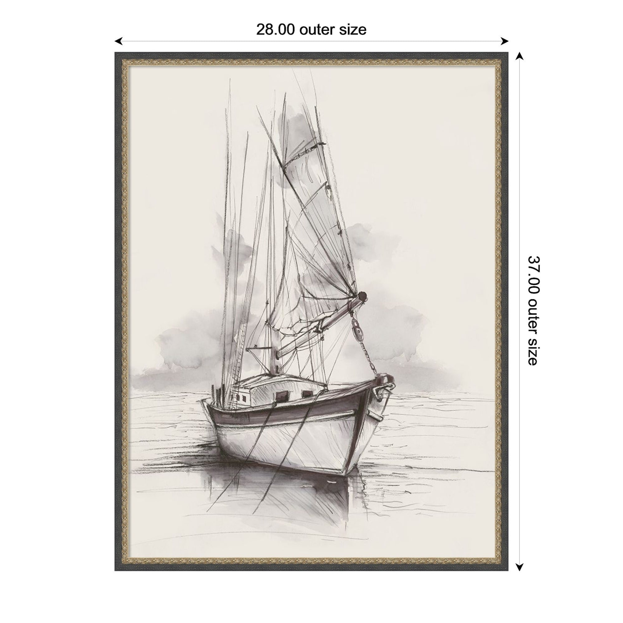 Sailboat Resting On Calm Waters By Eli Jones Framed Mounted Canvas Wall Art Print