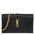 Saint Laurent Cassandre Envelope Chain Wallet In Lambskin