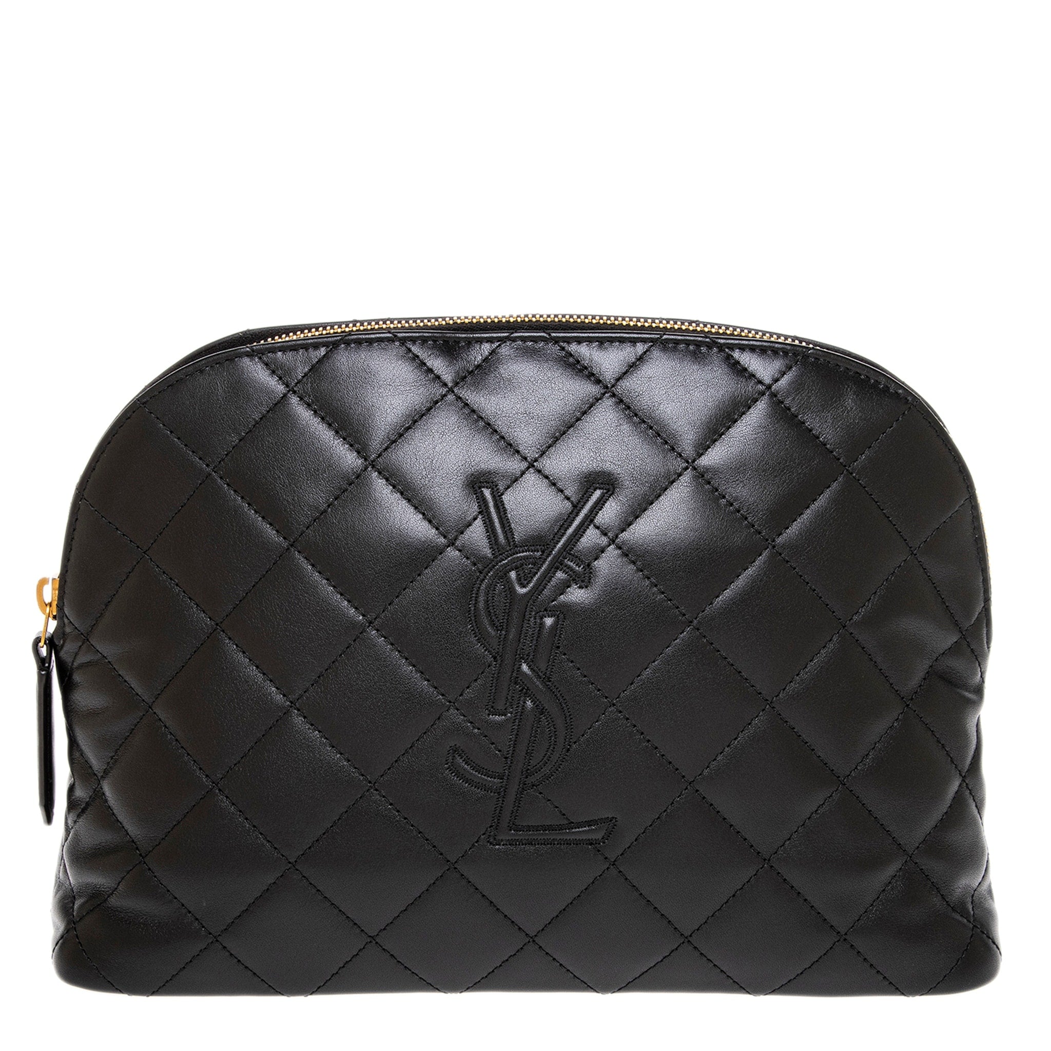 Saint Laurent Leather Cosmetic Pouch Black