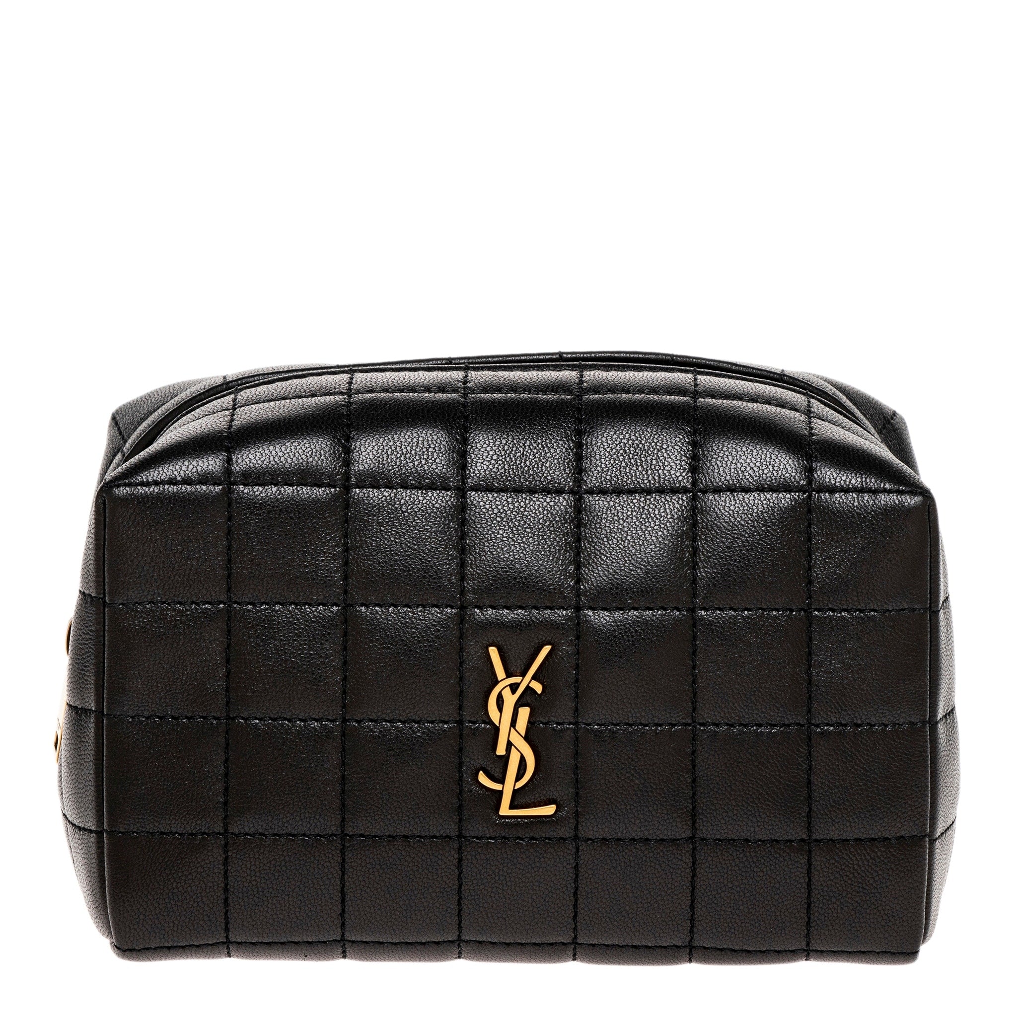 Saint Laurent Small Quilted Lambskin Cosmetic Pouch Black