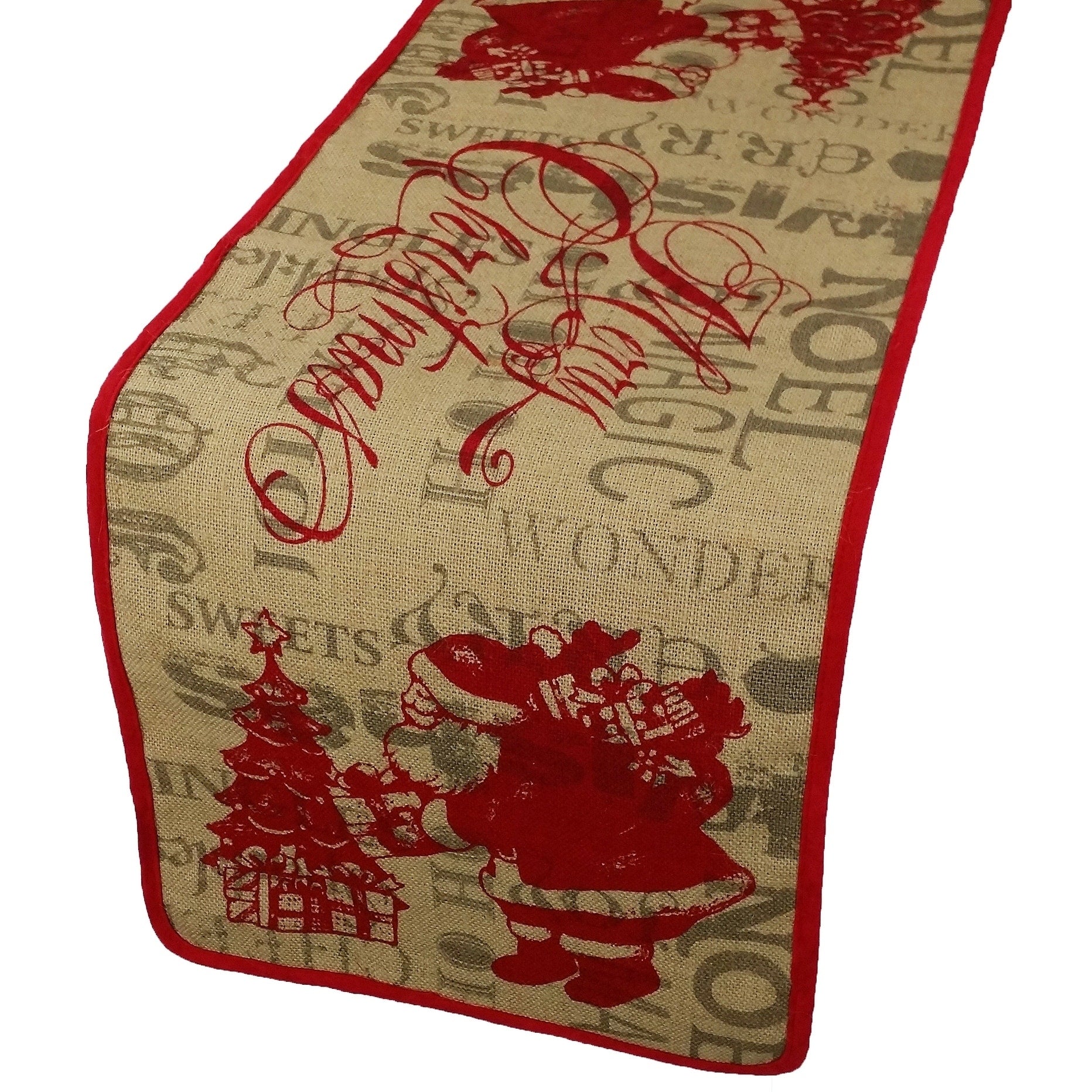 Saint Nick Christmas With Printed Burlap Collection Table Runner 13 By 36 Inch