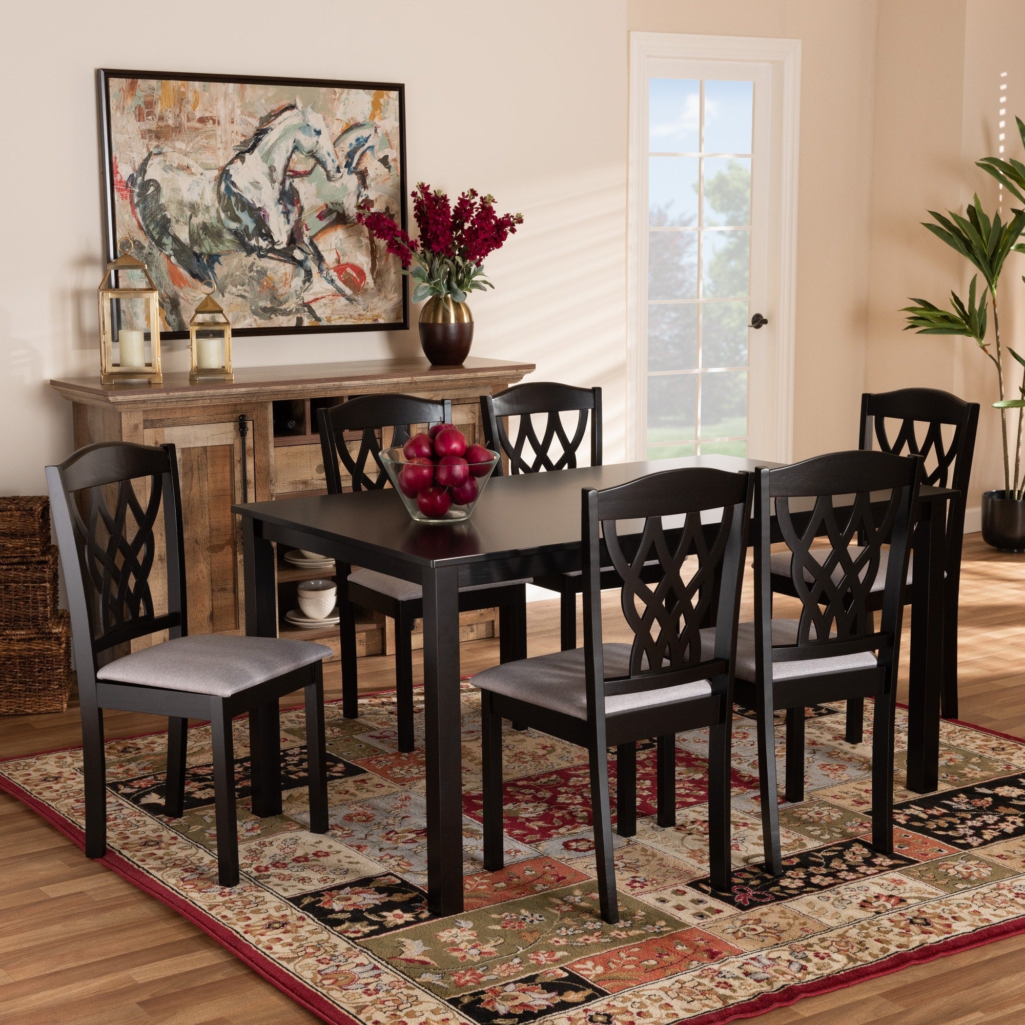 Salem Modern And Contemporary Wood 7 Piece Dining Set